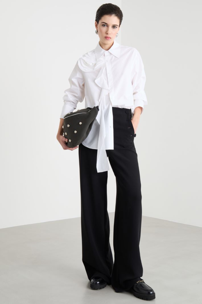 Ruffle and Floral Appliqué Shirt Intrend