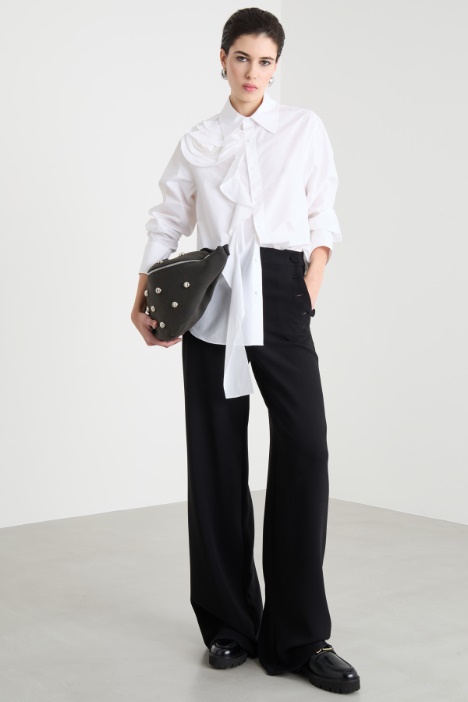 Ruffle and Floral Appliqué Shirt Intrend