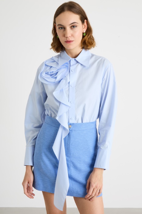 Ruffle and Floral Appliqué Shirt Intrend