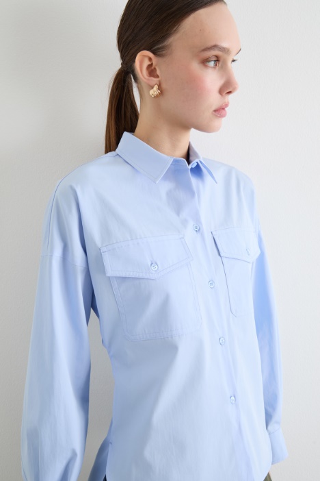 Camicia in popeline con tasche