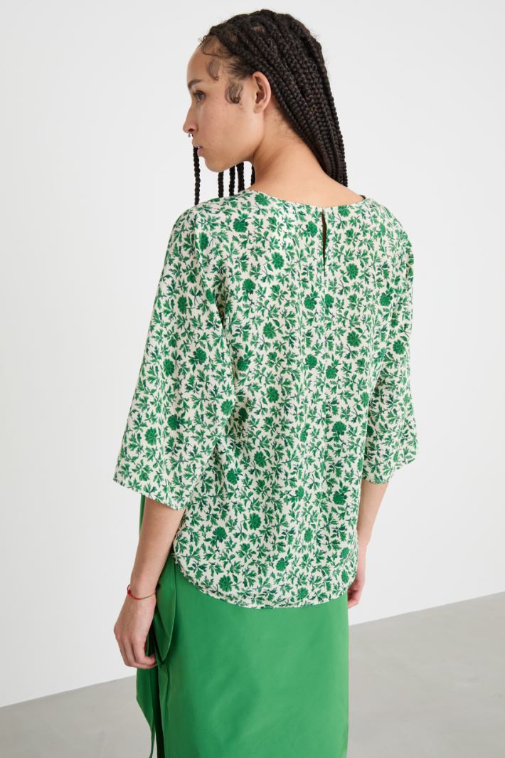 Printed silk twill blouse Intrend - 4