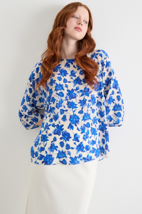 Printed silk twill blouse Intrend