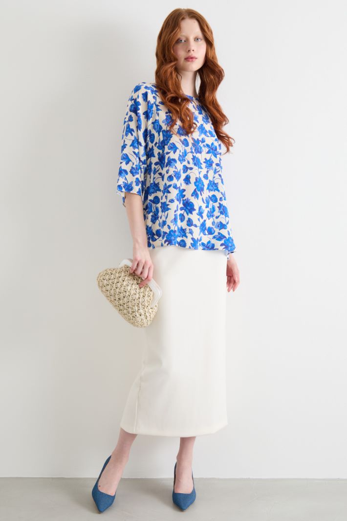 Printed silk twill blouse Intrend