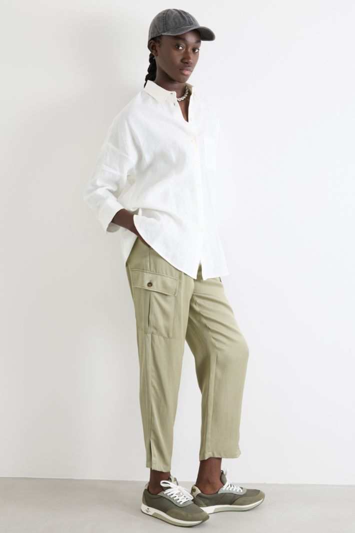 Camicia in tela con maniche tre quarti Intrend