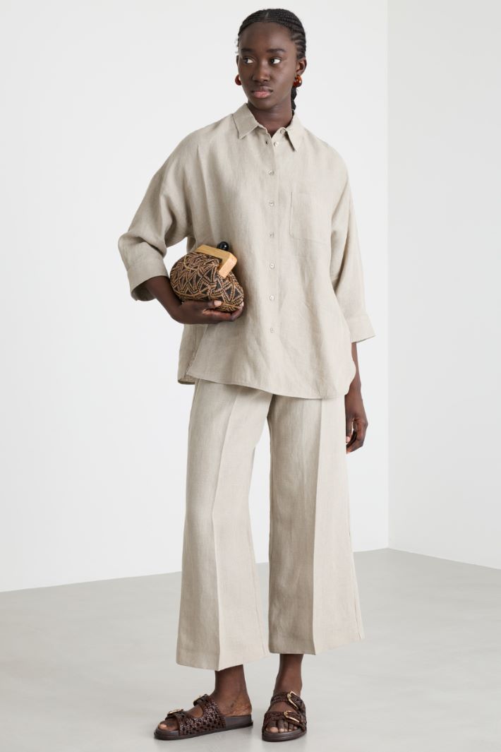 Camicia in tela con maniche tre quarti Intrend