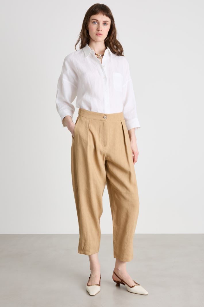 Camicia in tela con maniche tre quarti Intrend