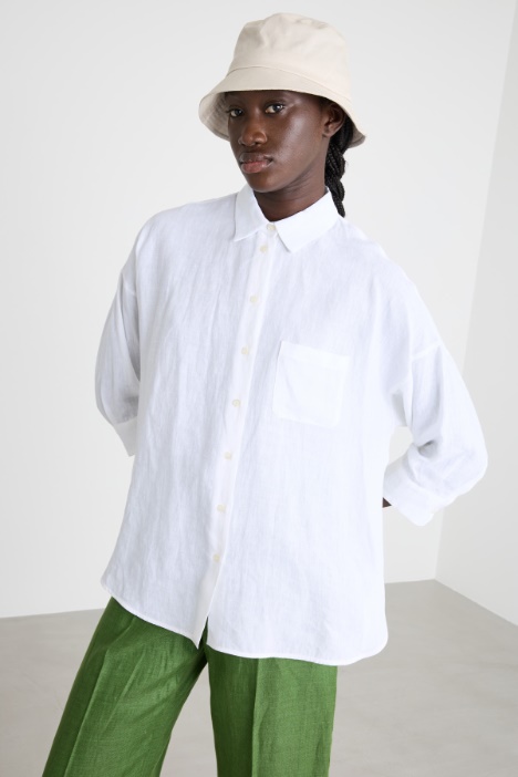 Camicia in tela con maniche tre quarti