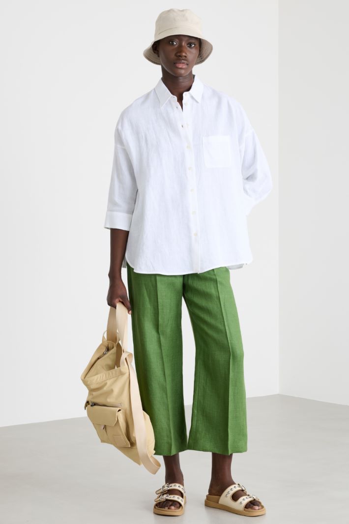 Camicia in tela con maniche tre quarti Intrend