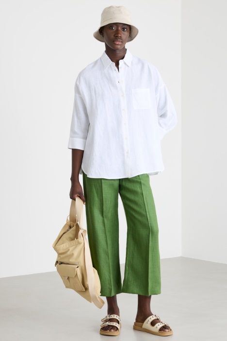 Camicia in tela con maniche tre quarti Intrend