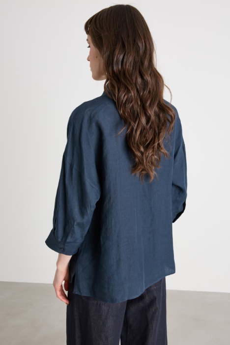 Camicia in tela con maniche tre quarti