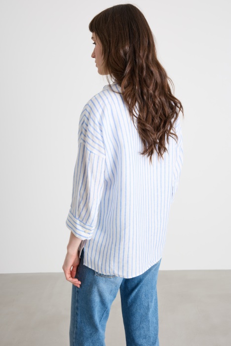 Camicia in tela con maniche tre quarti