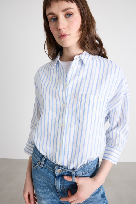 Camicia in tela con maniche tre quarti