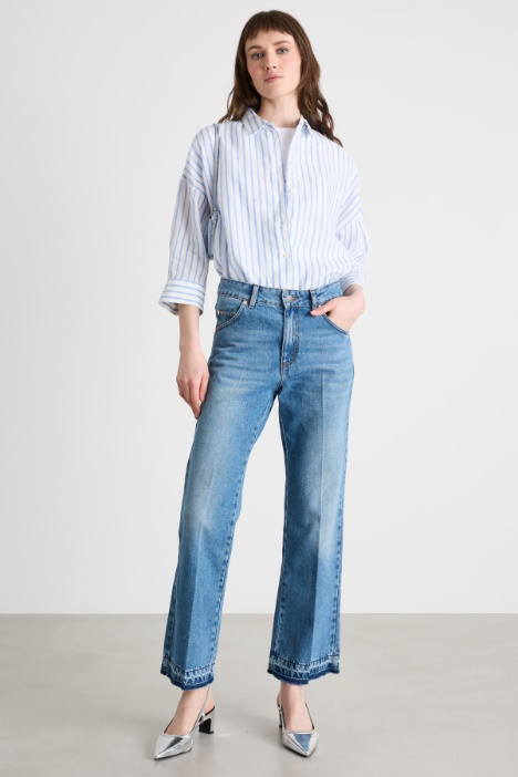 Camicia in tela con maniche tre quarti Intrend