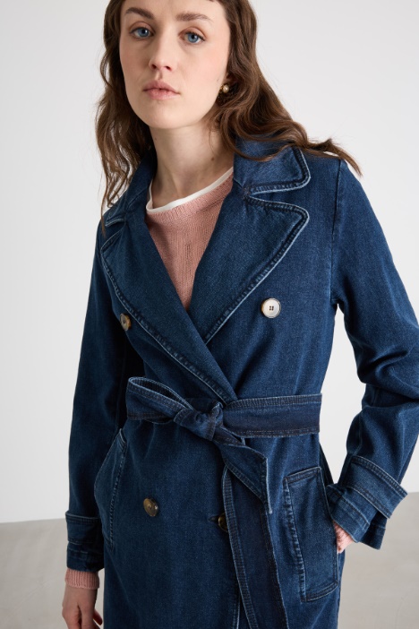 Trench doppiopetto in jeans