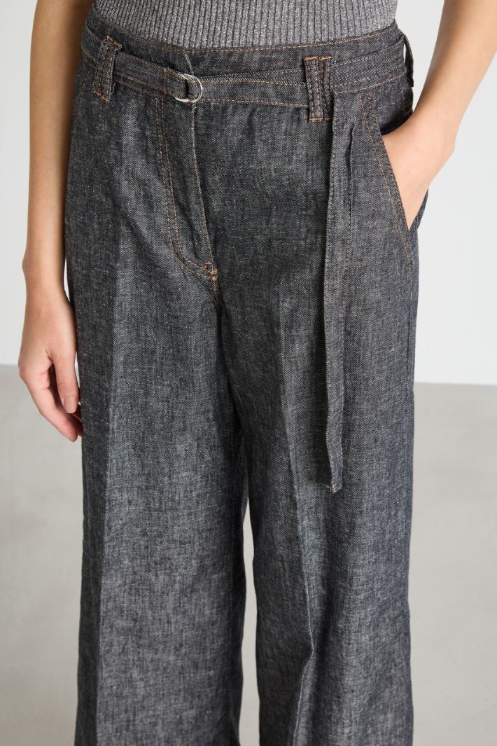 Wide-leg denim-effect trousers Intrend - 3