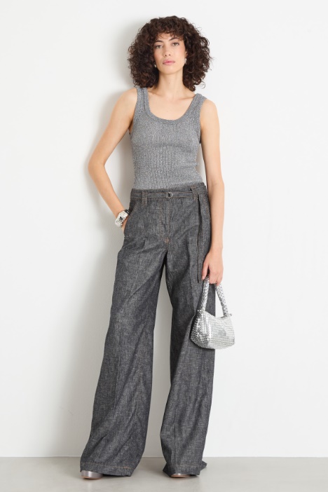 Wide-leg denim-effect trousers Intrend