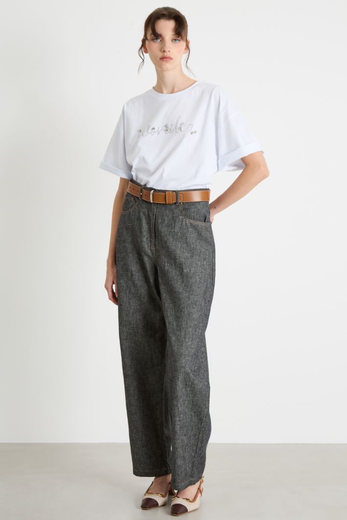Denim-effect barrel trousers Intrend