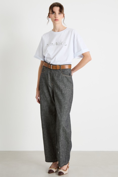 Denim-effect barrel trousers Intrend