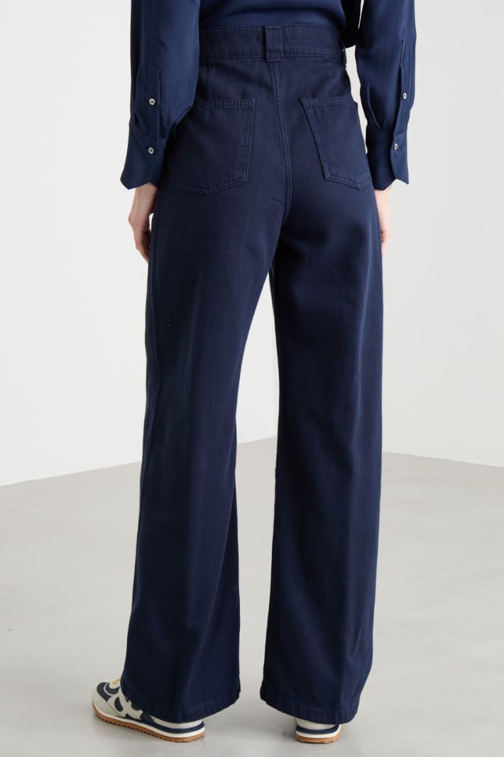 Wide-leg drill trousers Intrend - 4