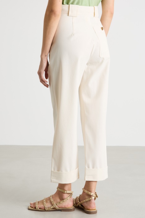 Pantalone a vita alta in twill