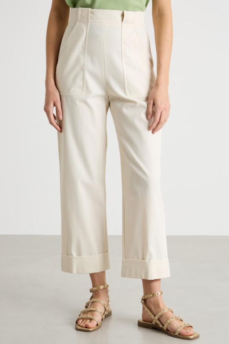 Pantalone a vita alta in twill