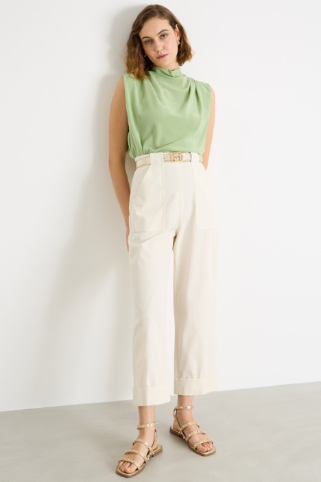 High-waisted twill trousers Intrend