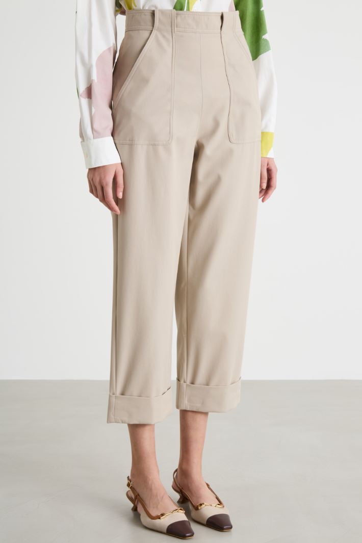 Pantalone a vita alta in twill Intrend - 2