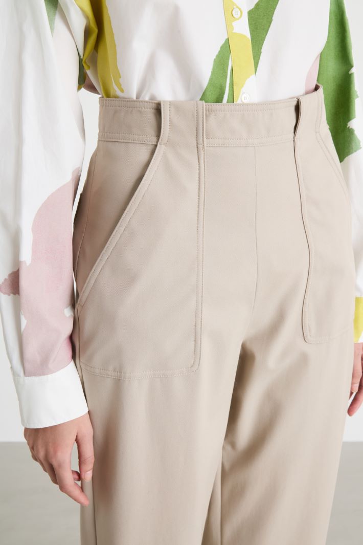 Pantalone a vita alta in twill Intrend - 3