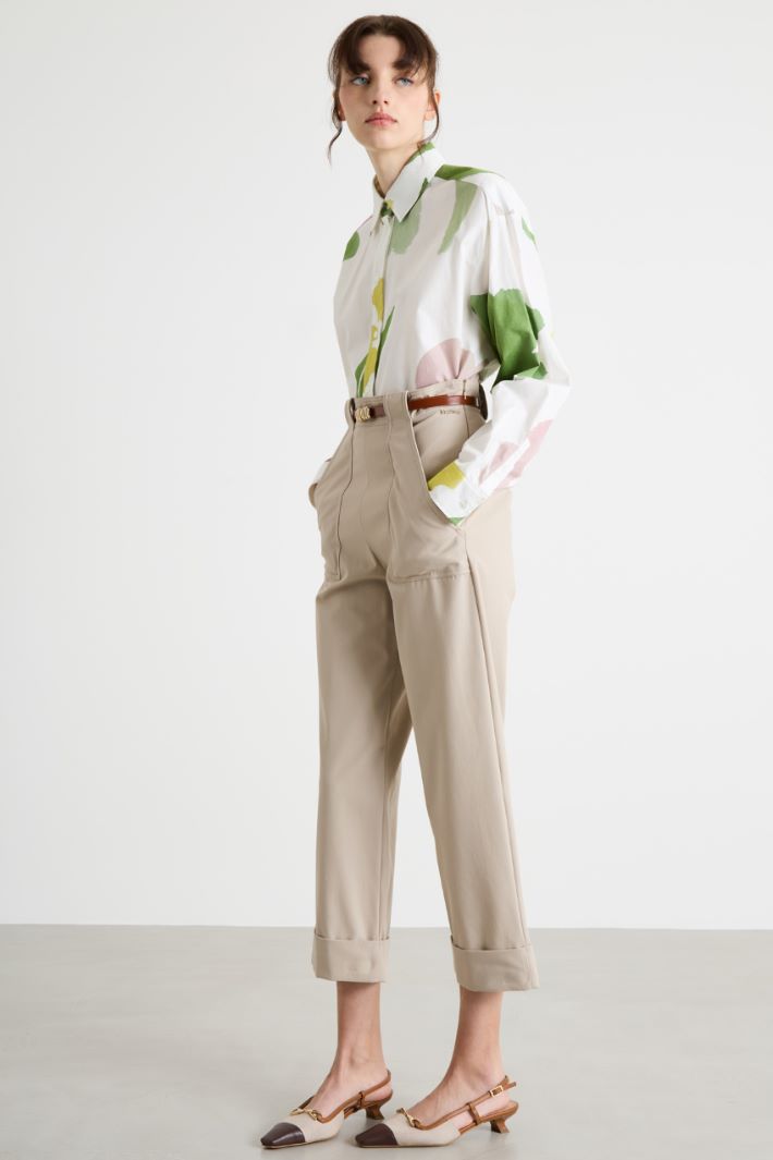 Pantalone a vita alta in twill Intrend