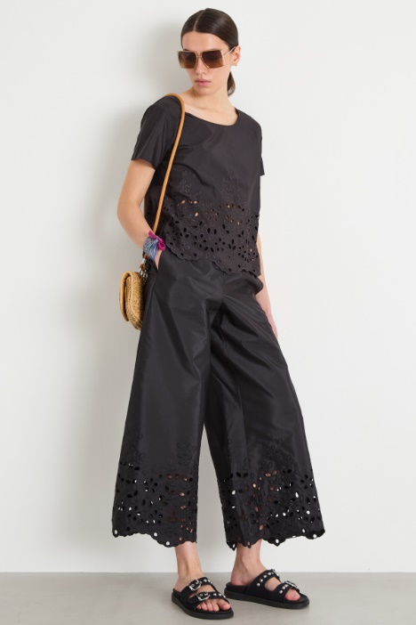 Embroidered taffeta trousers Intrend