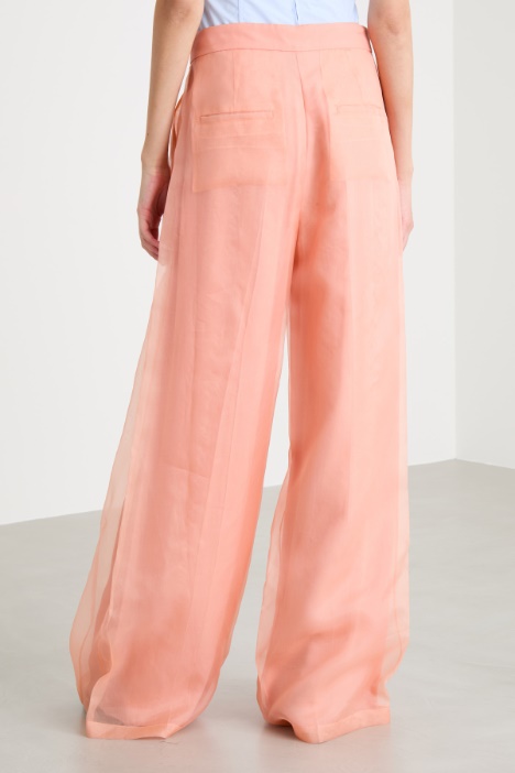 Pantalone palazzo in organza