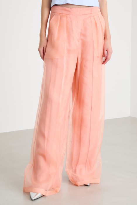 Pantalone palazzo in organza