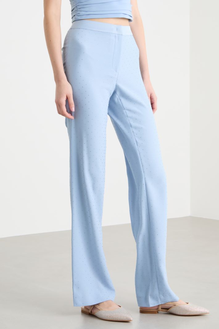 Rhinestone-embellished flare-fit trousers Intrend - 2