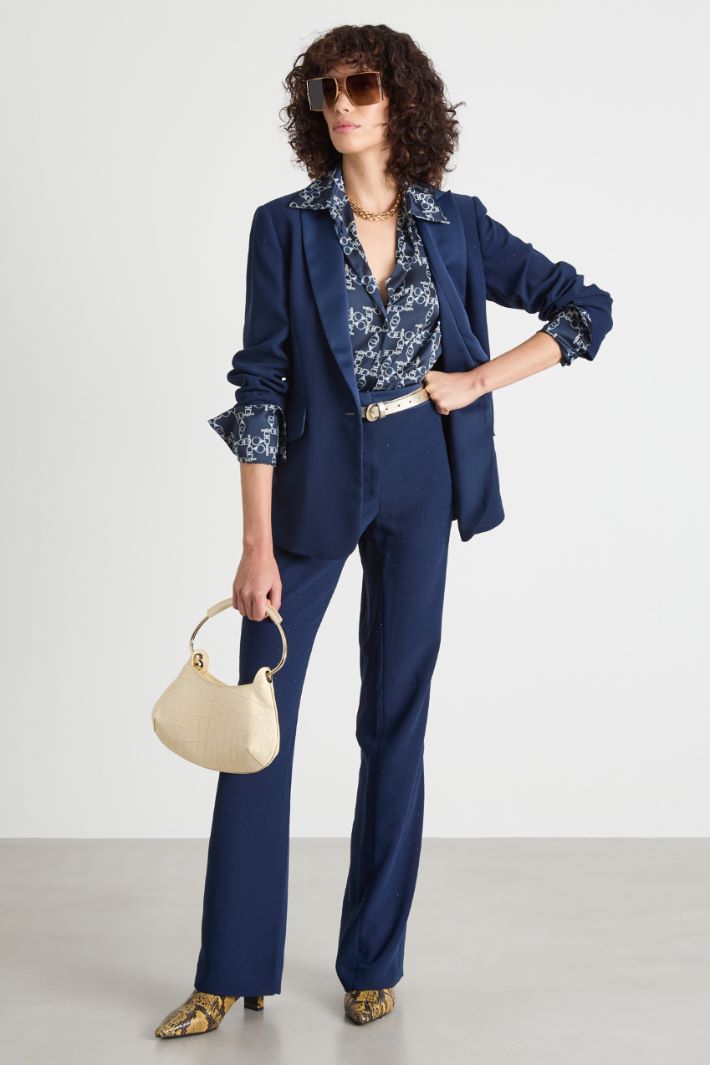 Rhinestone-embellished flare-fit trousers Intrend