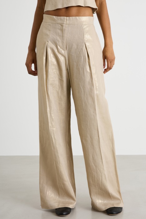Pantalone ampio in tela laminata