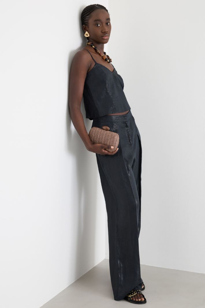 Pantalone ampio in tela laminata Intrend