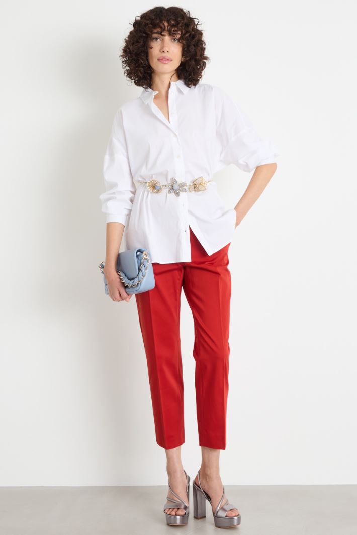 Cropped stretch-satin trousers Intrend