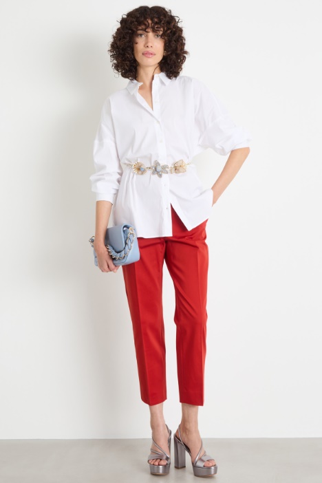 Cropped stretch-satin trousers Intrend