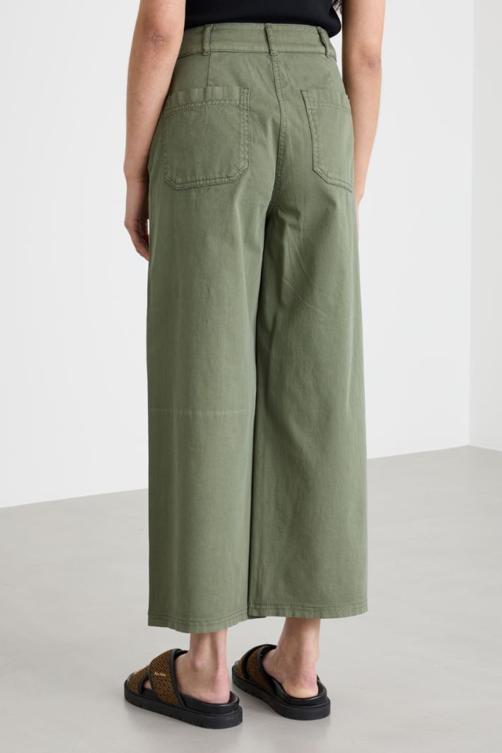 Cotton piqué cropped trousers Intrend - 4