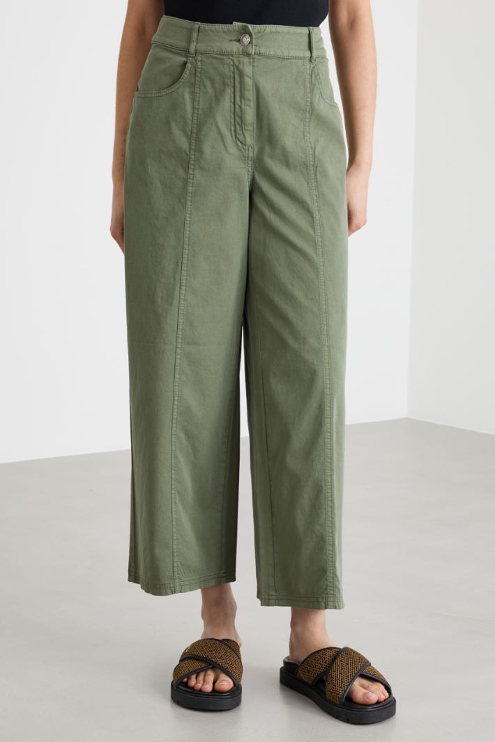 Cotton piqué cropped trousers Intrend - 2