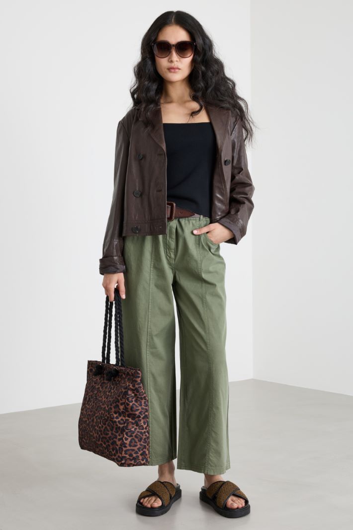 Cotton piqué cropped trousers Intrend