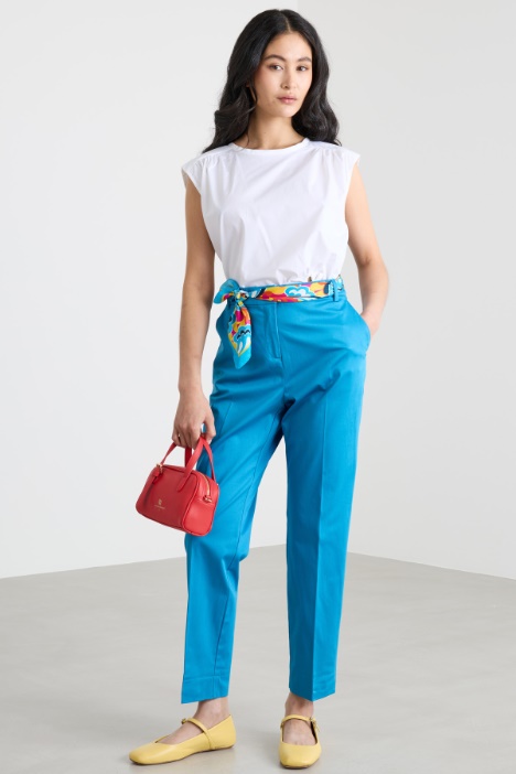Stretch-cotton satin cigarette trousers Intrend