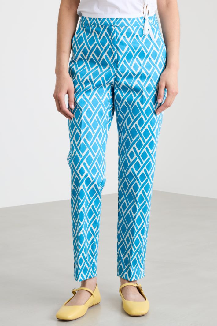 Stretch-cotton satin cigarette trousers Intrend - 2