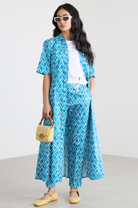 Stretch-cotton satin cigarette trousers Intrend