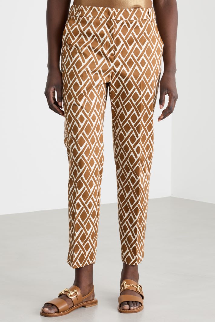 Stretch-cotton satin cigarette trousers Intrend - 2