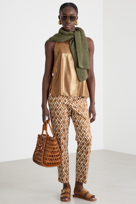 Stretch-cotton satin cigarette trousers Intrend