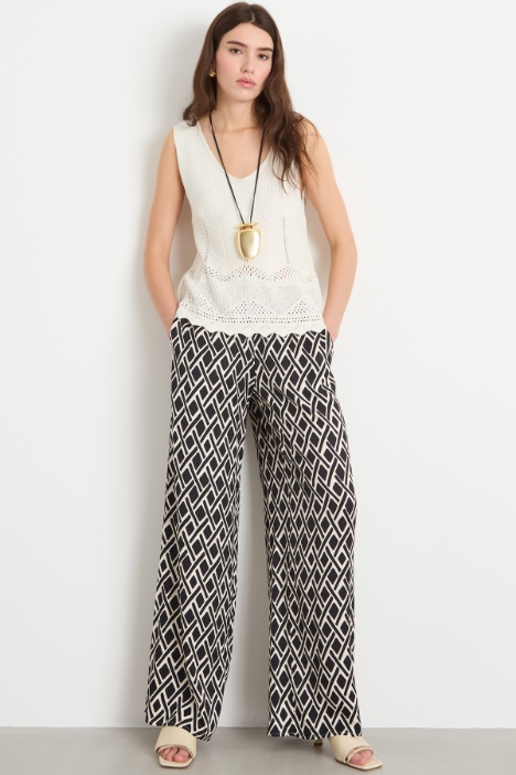 Patterned twill trousers Intrend