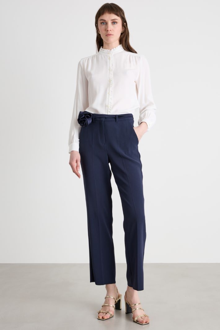 Floral Appliqué Trousers Intrend