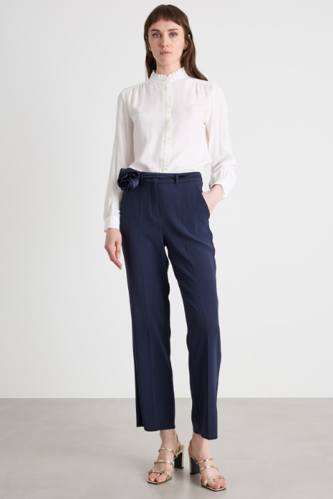 Floral Appliqué Trousers Intrend