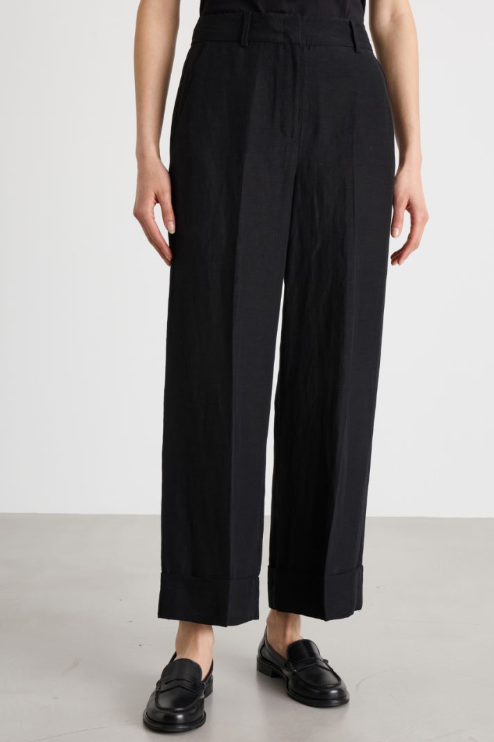 Wide-Leg Canvas Trousers Intrend - 2